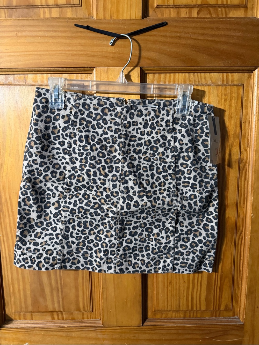 Jolt Leopard Print Mini Skirt in Black and Cream